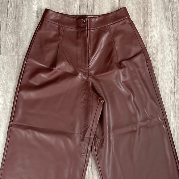 NWT French Connection Crolenda Women’s Faux Leather Trouser Bitter Chocolate - Picture 4 of 13